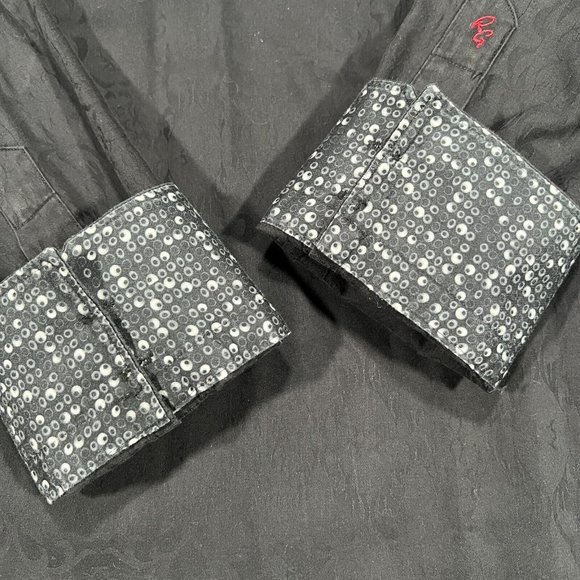 Robert Graham Flip Cuff Long Sleeve Button Shirt XL Mens Black Print - Picture 4 of 8